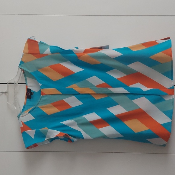 JM Studio by John Meyer Geometric Lattice Print Blouse Size Medium NWT - Picture 1 of 15